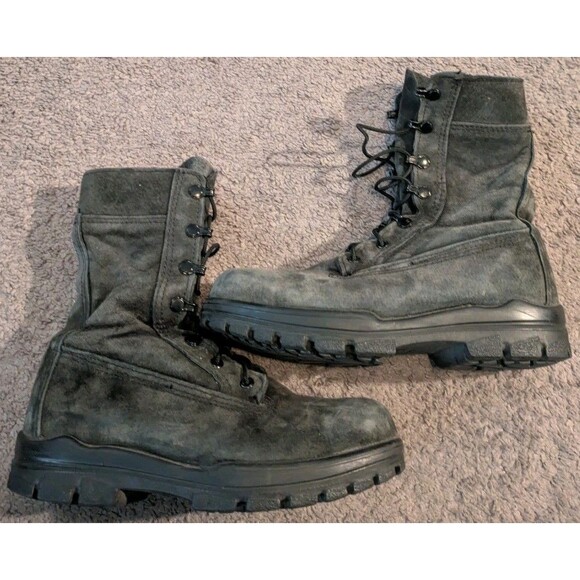 Bates US Navy Durashocks Black Seude Leather Steel Toe Combat Boots Women's 7.5 - Picture 1 of 5